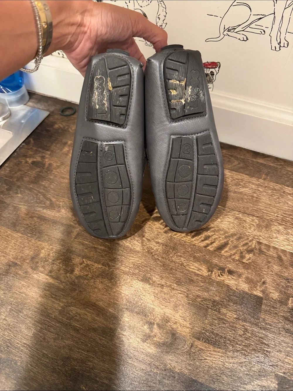 Boys Size 2 Gray Leathe Loafers with Metal Bit